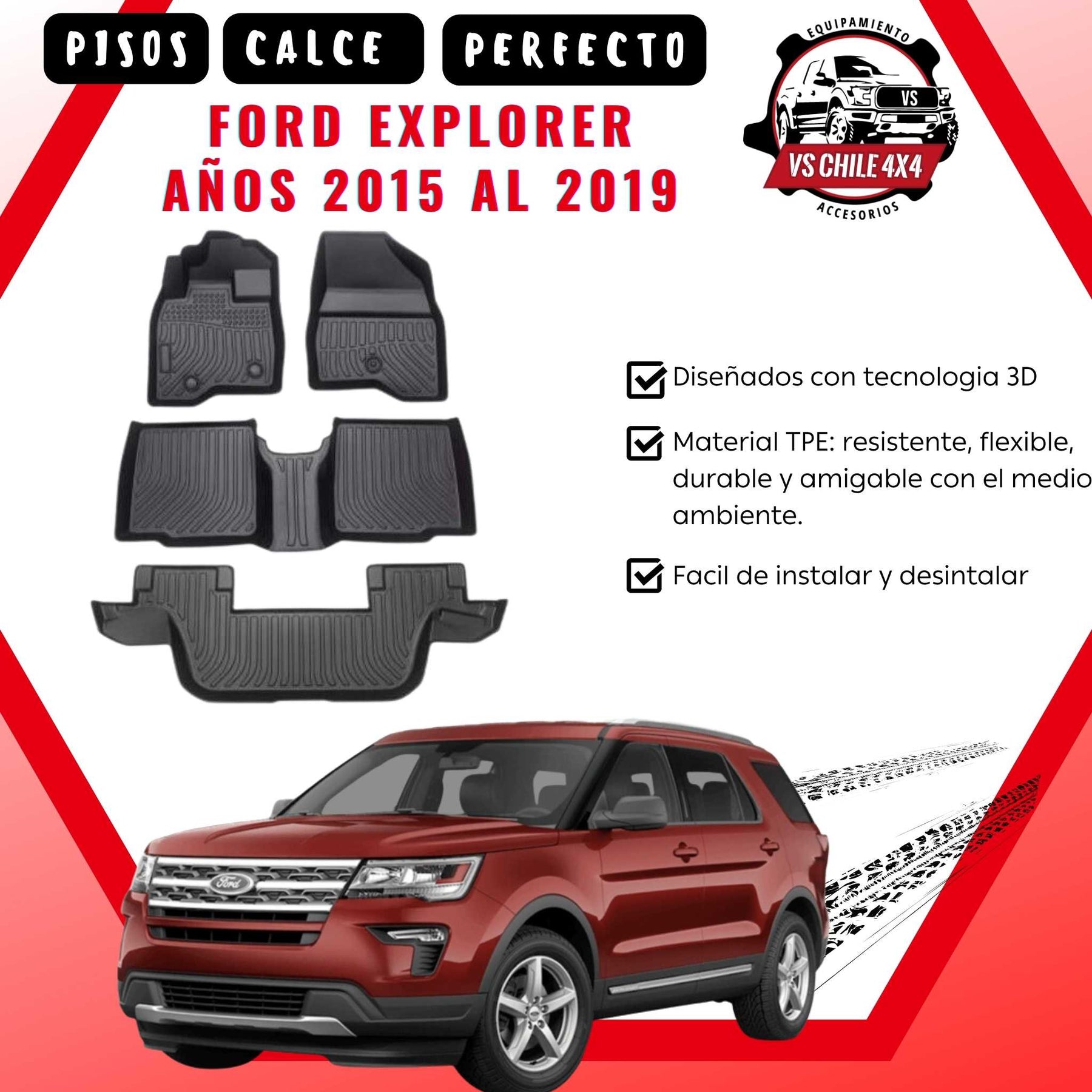 Pisos Calce Perfecto FORD EXPLORER años 2015 al 2019