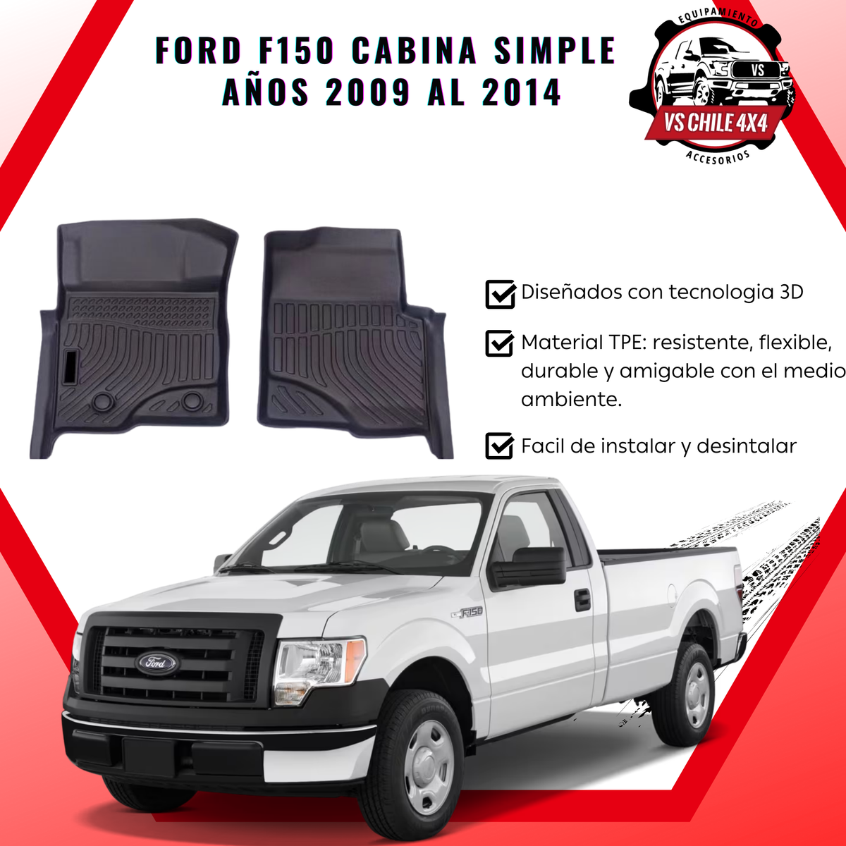 Pisos Calce Perfecto Ford f150 Cabina Simple años 2009 al 2014