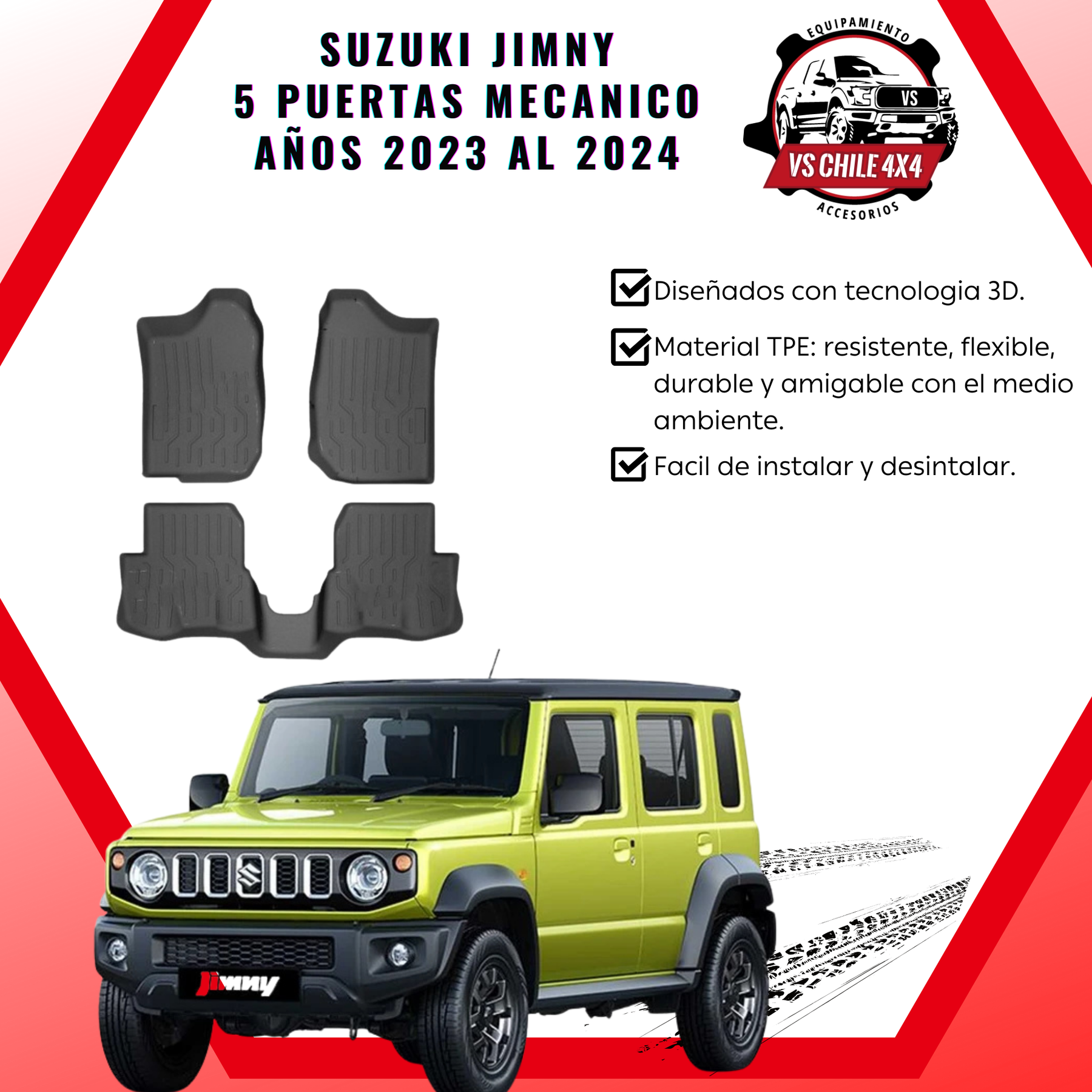 Pisos Calce Perfecto SUZUKI JIMNY 5 PUERTAS MECANICO años 2023 al 2025