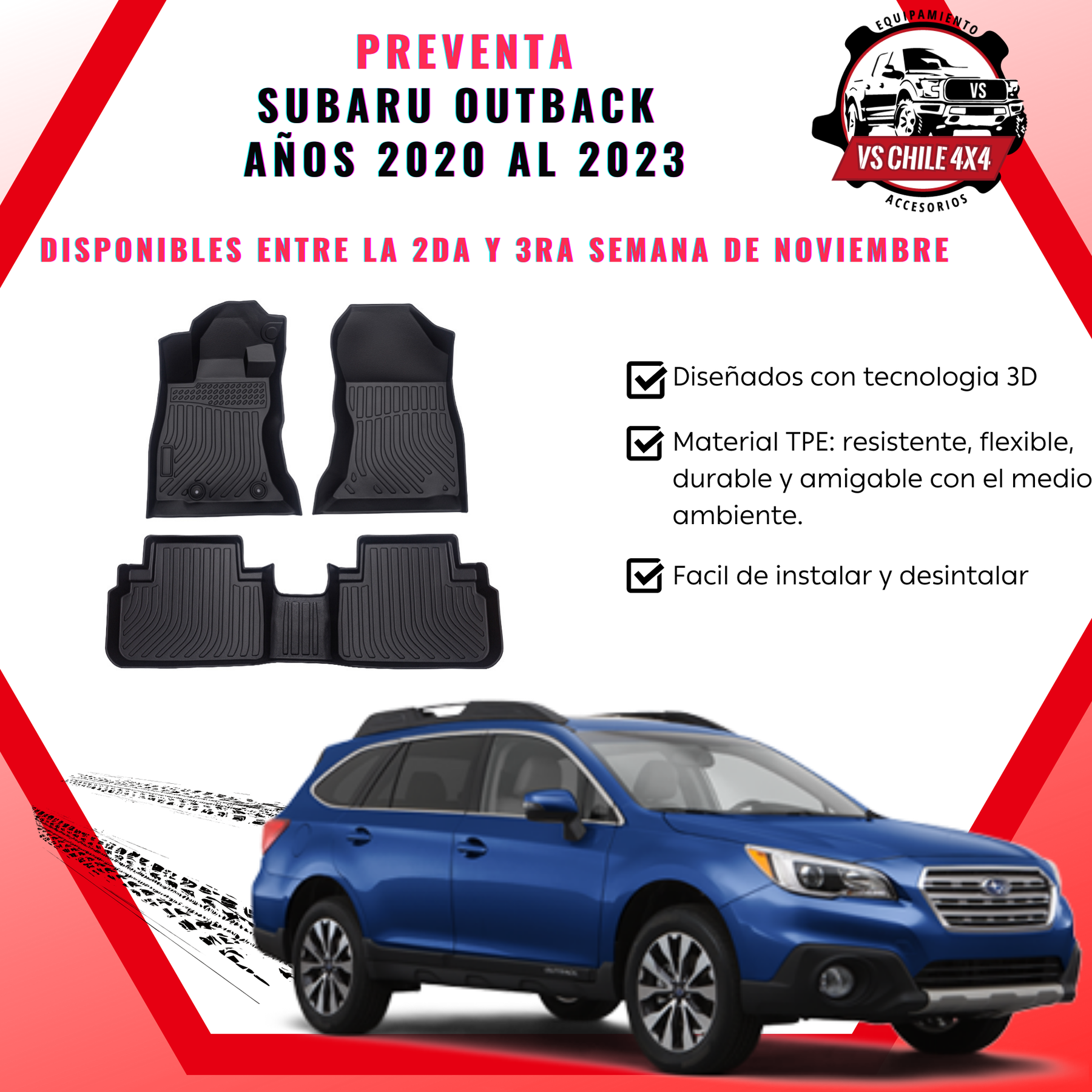 (PREVENTA) Pisos Calce Perfecto SUBARU OUTBACK 2020-2023