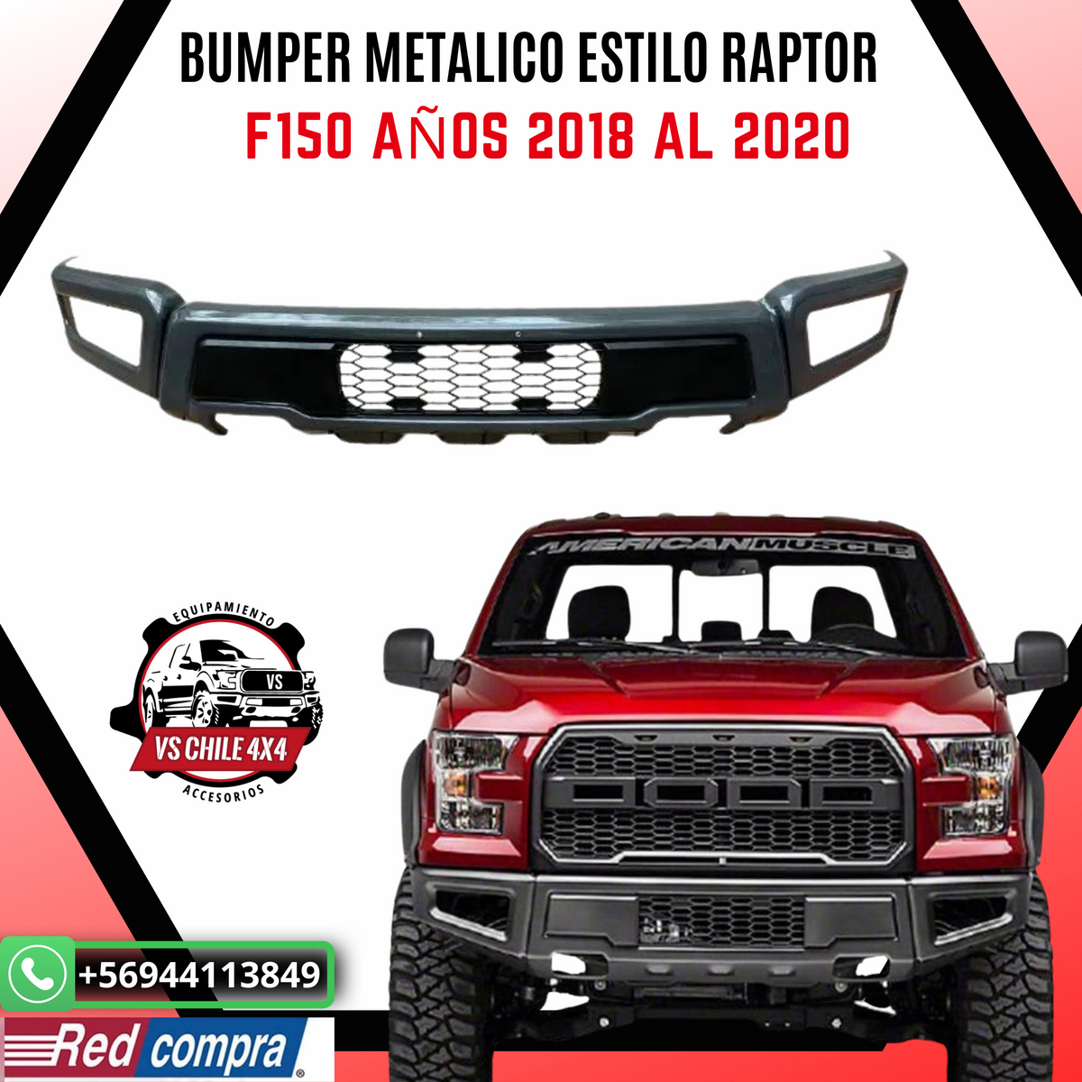 BUMPER / PARACHOQUE METÁLICO ESTILO RAPTOR F150 AÑOS 2018 AL 2020