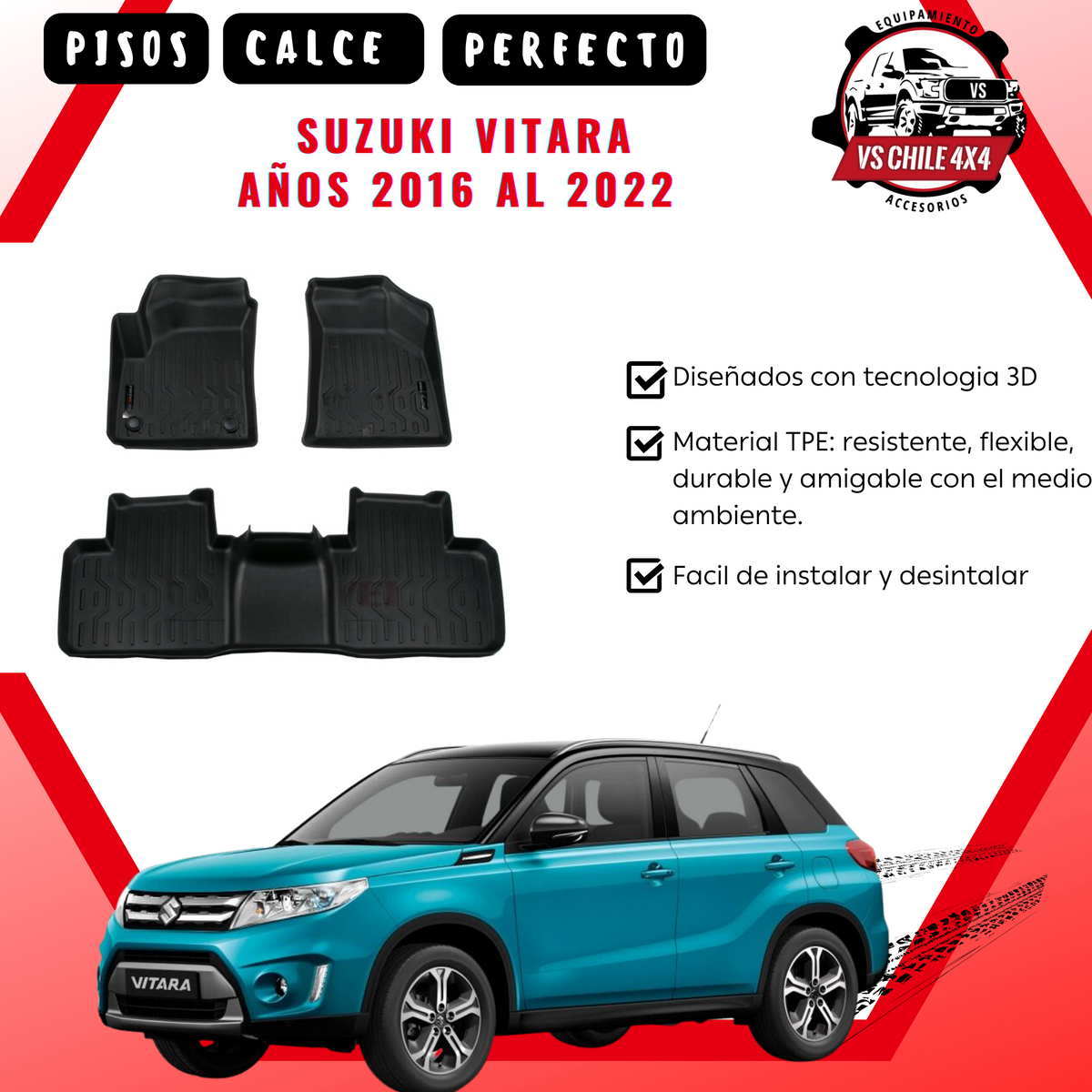 Pisos Calce Perfecto SUZUKI VITARA años 2016 al 2022