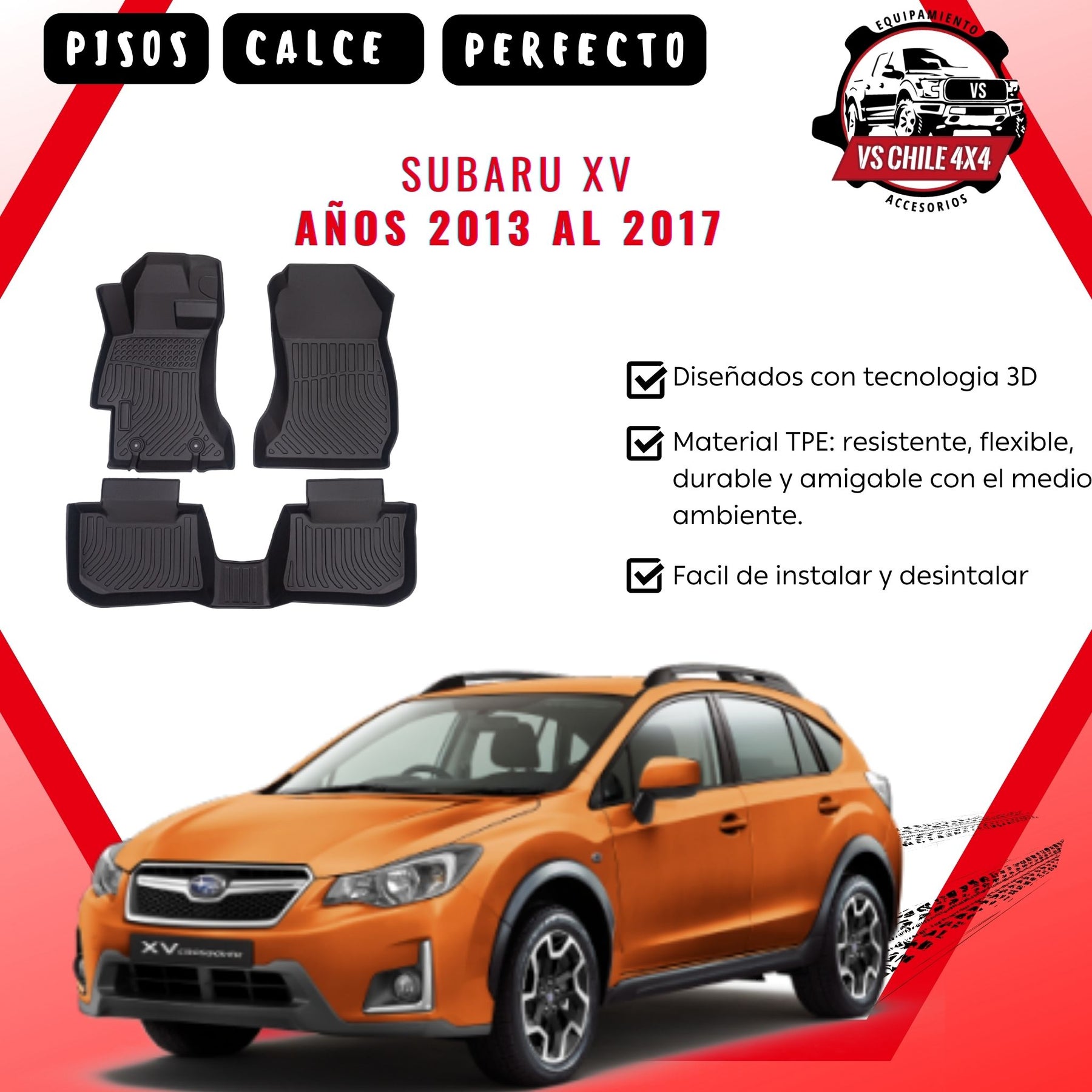 Pisos Calce Perfecto Subaru XV años 2013 al 2017