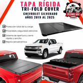 TAPA PLEGABLE RÍGIDA PARA CHEVROLET SILVERADO DOBLE CABINA (2019–2025)