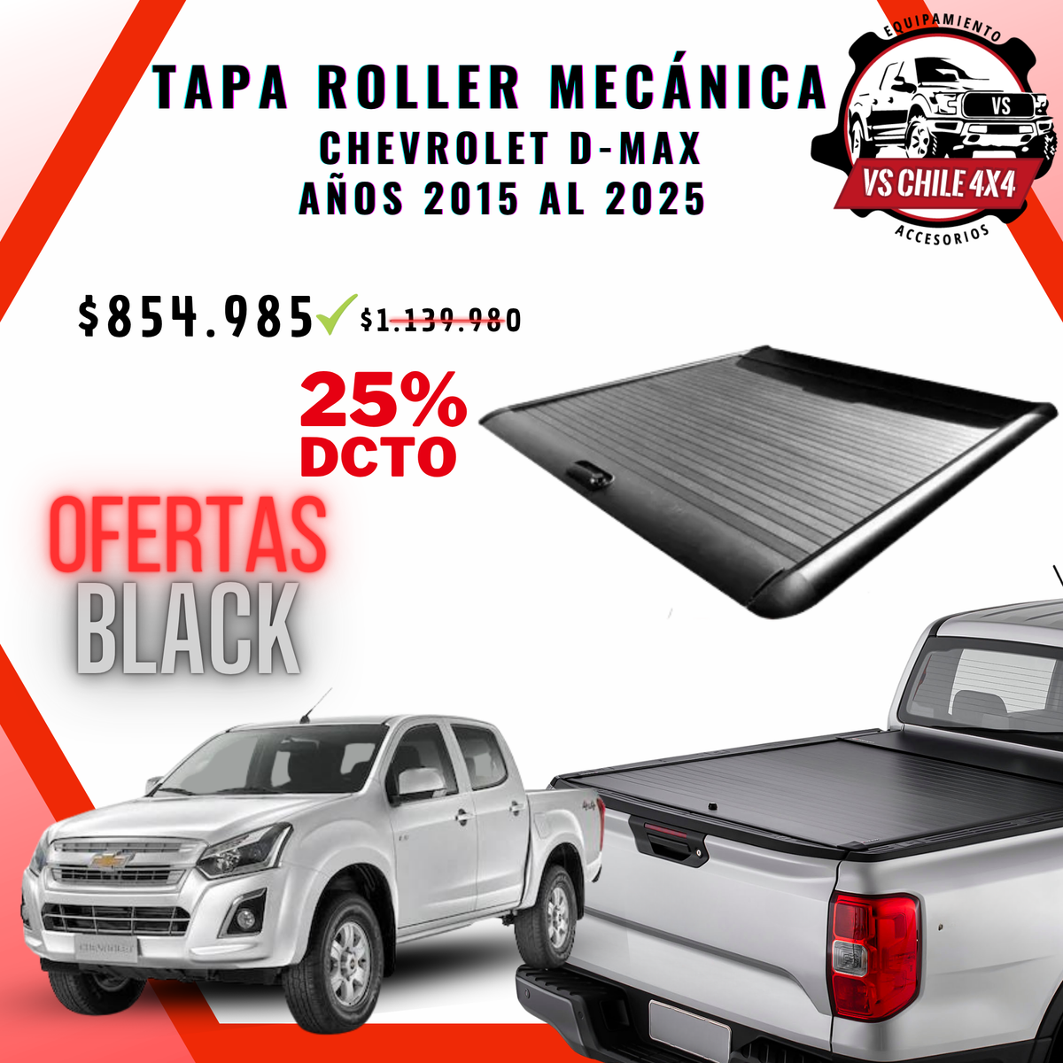 Tapa Roller Mecánica Chevrolet D- MAX 2015 - 2025