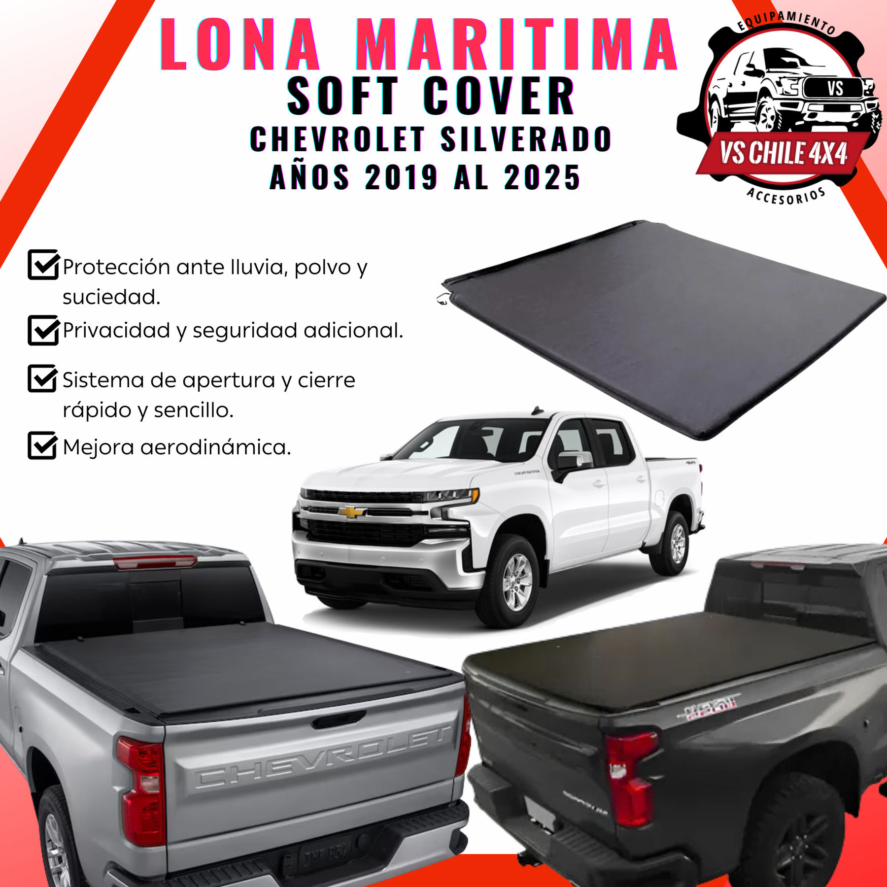 Lona Marítima Chevrolet Silverado años 2019–2025