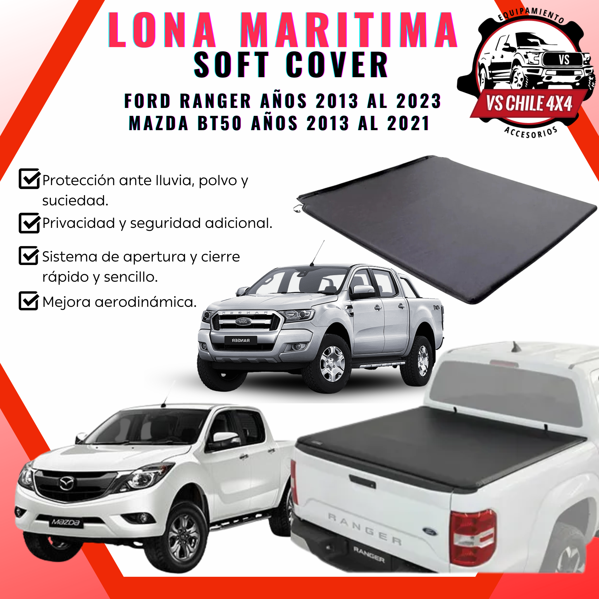 Lona Marítima Ford Ranger 2013–2023 y Mazda BT-50 2012–2021