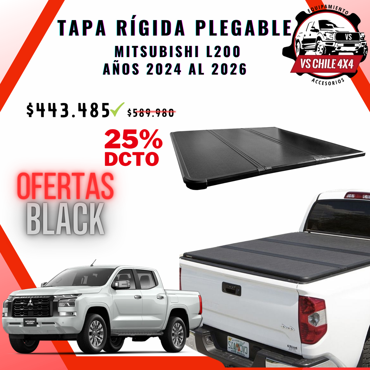 Tapa Plegable Rígida Mitsubishi L200 2024–2026