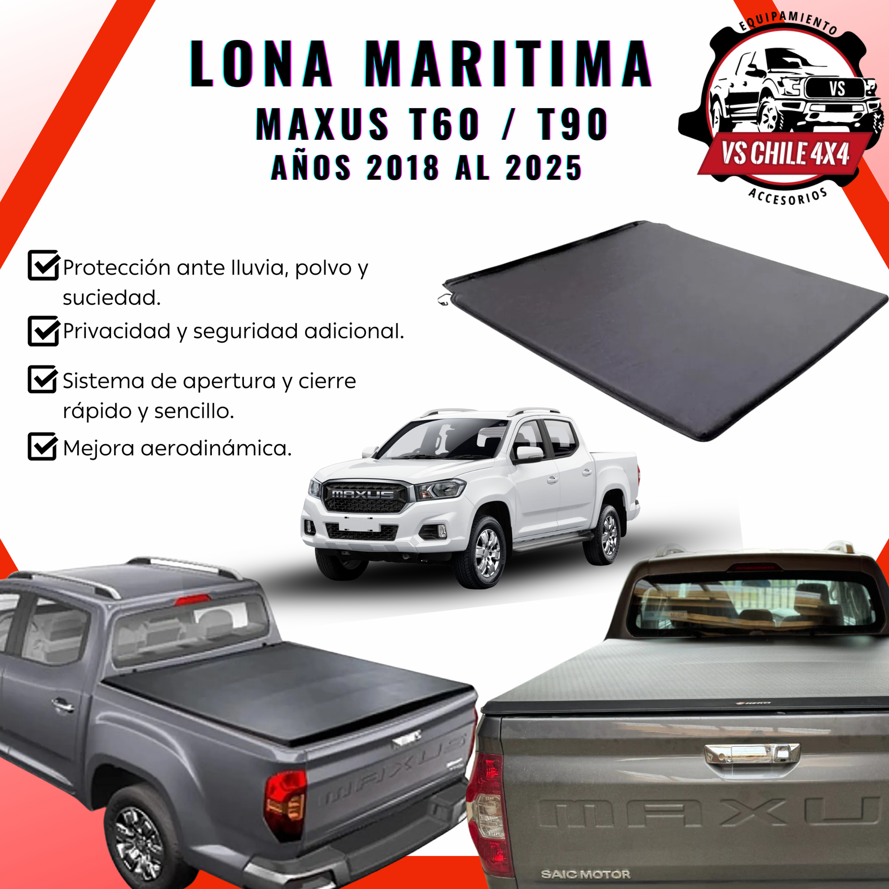 LONA MARÍTIMA PARA MAXUS T60 Y T90 (Años 2018 al 2025)