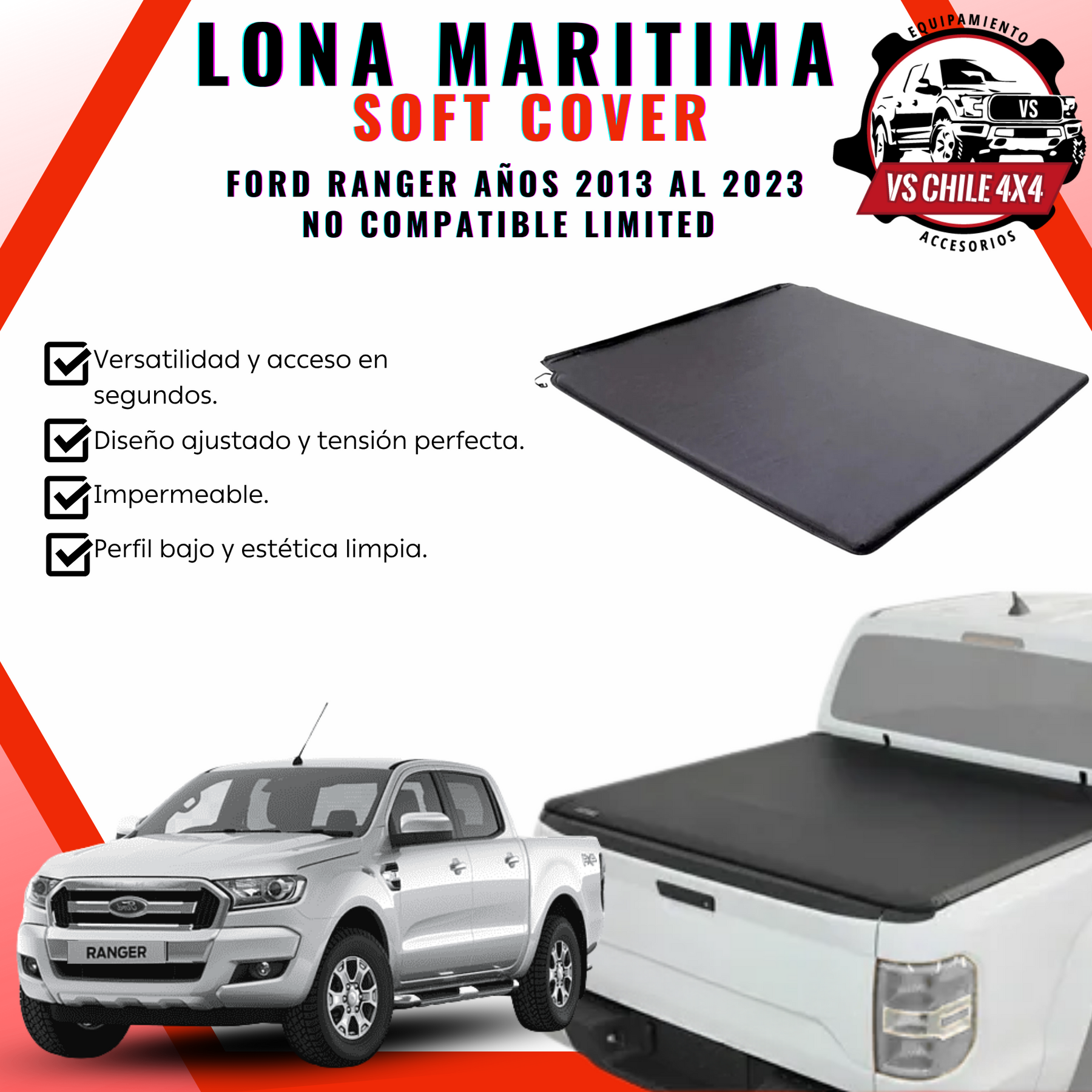 Lona Marítima Ford Ranger 2013–2023 Doble Cabina (No Limited)