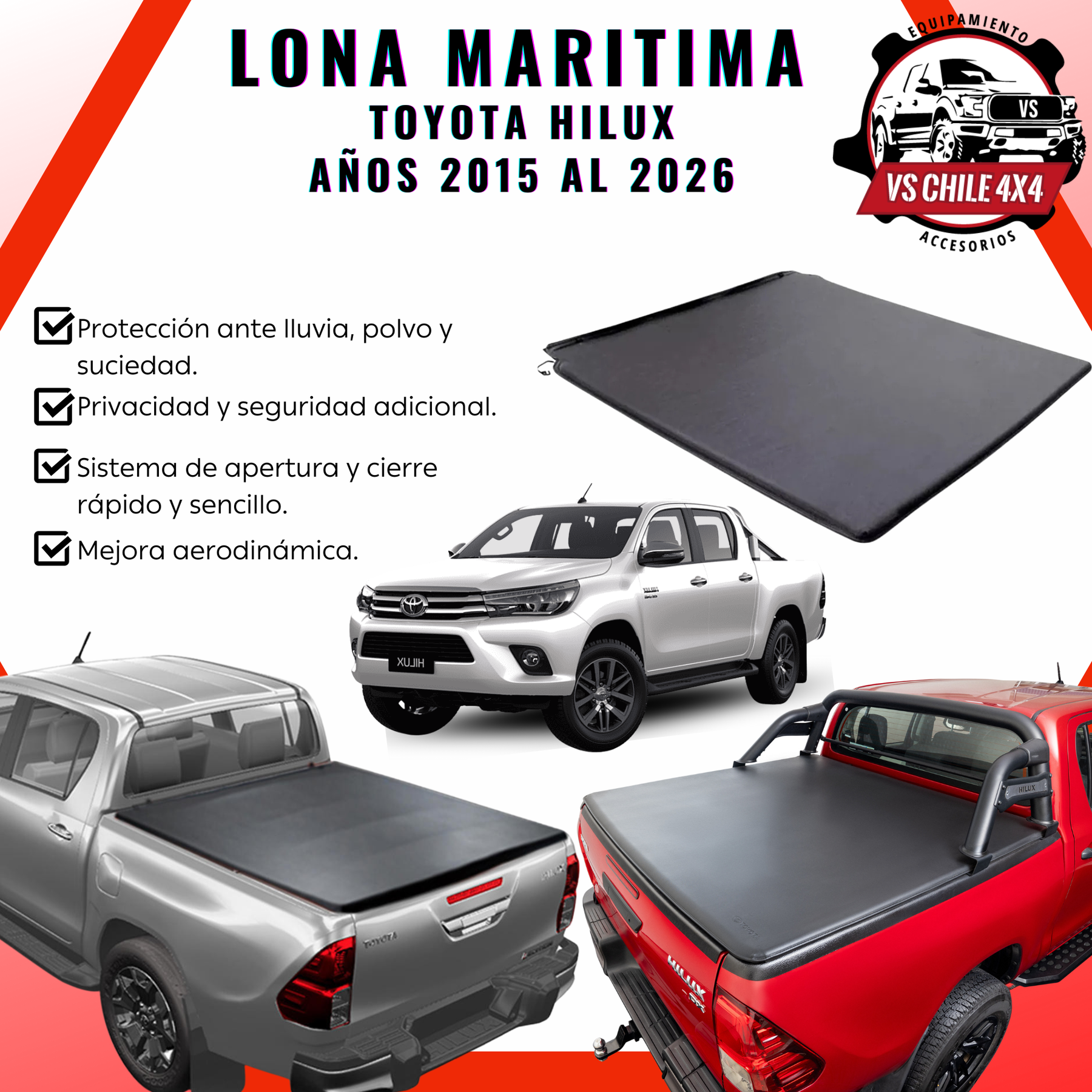LONA MARÍTIMA PARA TOYOTA HILUX (Años 2016 al 2026)