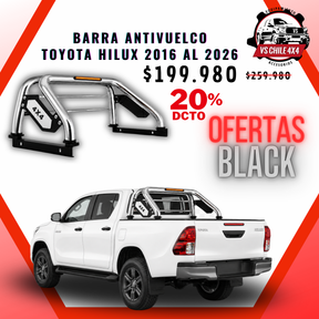 Barra Antivuelco Cromada Toyota Hilux 2016-2026 con Luz LED
