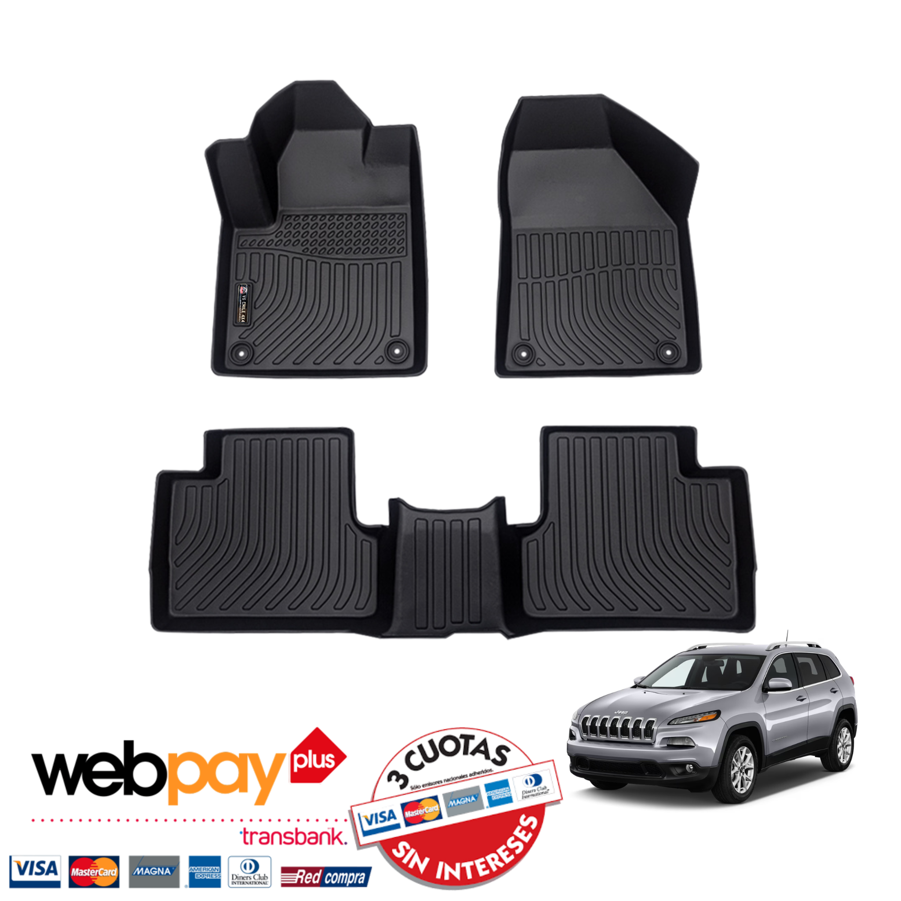 Pisos Calce Perfecto JEEP CHEROKEE años 2015 al 2020 NO COMPATIBLE PARA GRAND CHEROKEE