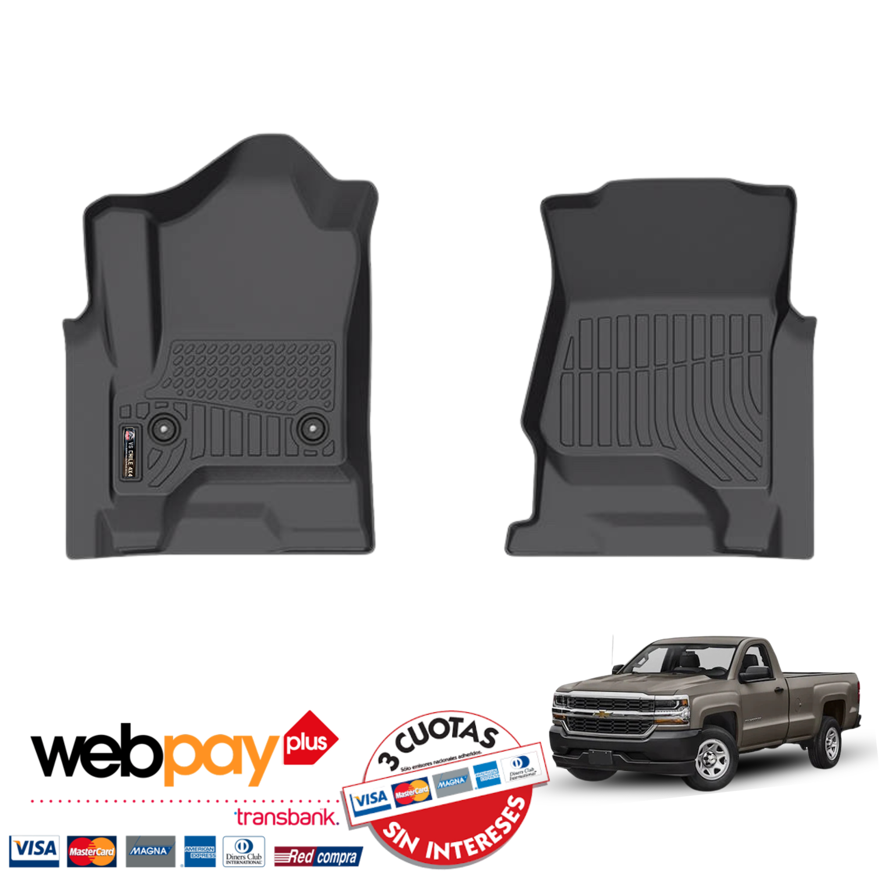 (PREVENTA) Pisos Calce Perfecto Chevrolet Silverado cabina simple 2014 al 2018