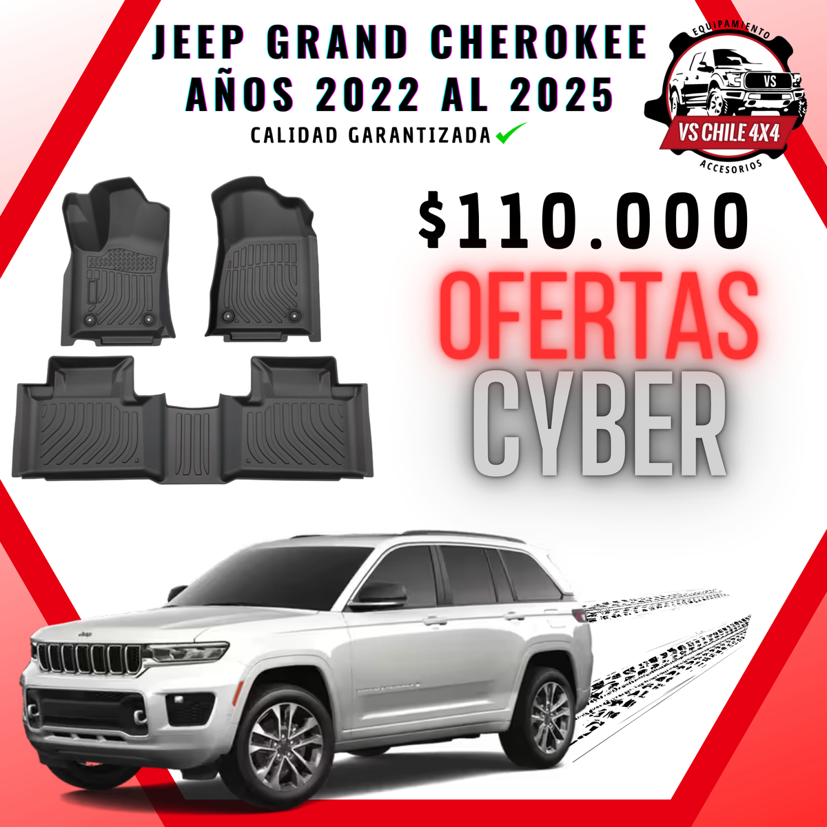 Pisos de Calce Perfecto para Jeep Grand Cherokee 2022 a 2025 (2 Filas)