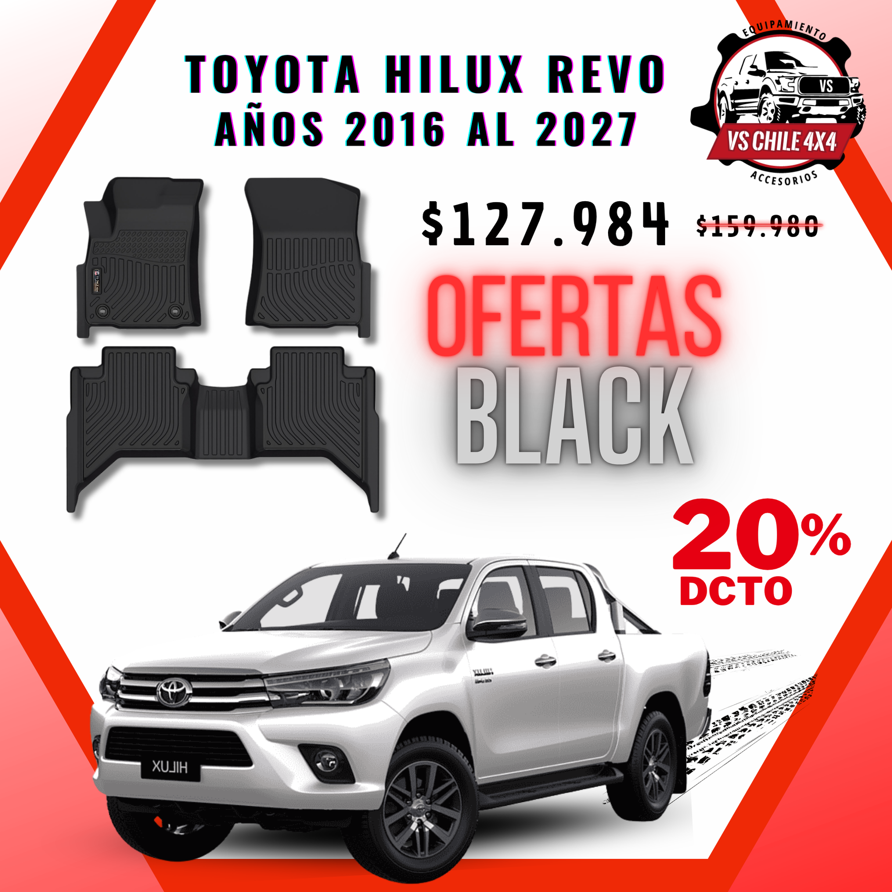 Pisos Calce Perfecto Toyota Hilux años 2016 - 2027