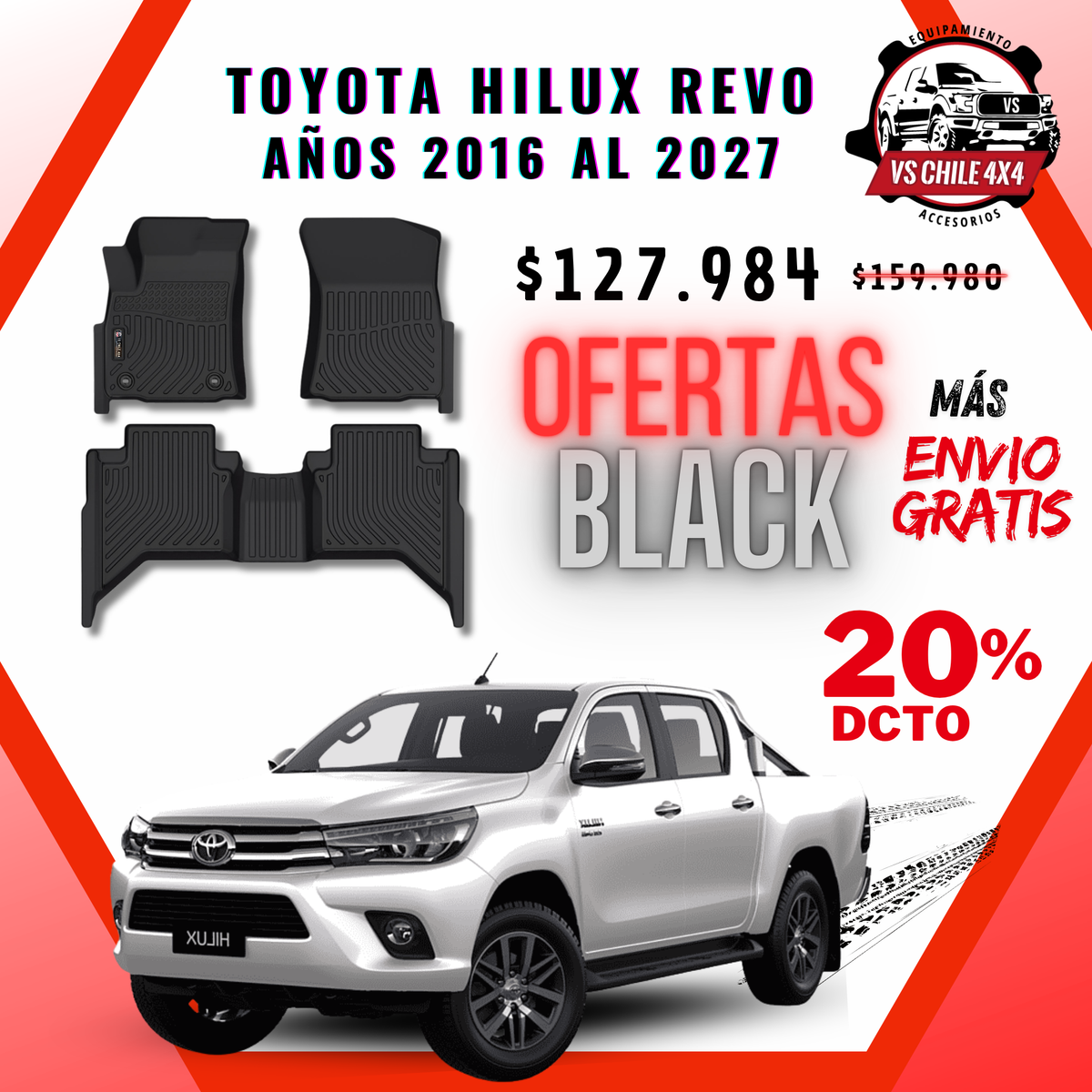 Pisos Calce Perfecto Toyota Hilux años 2016 - 2027