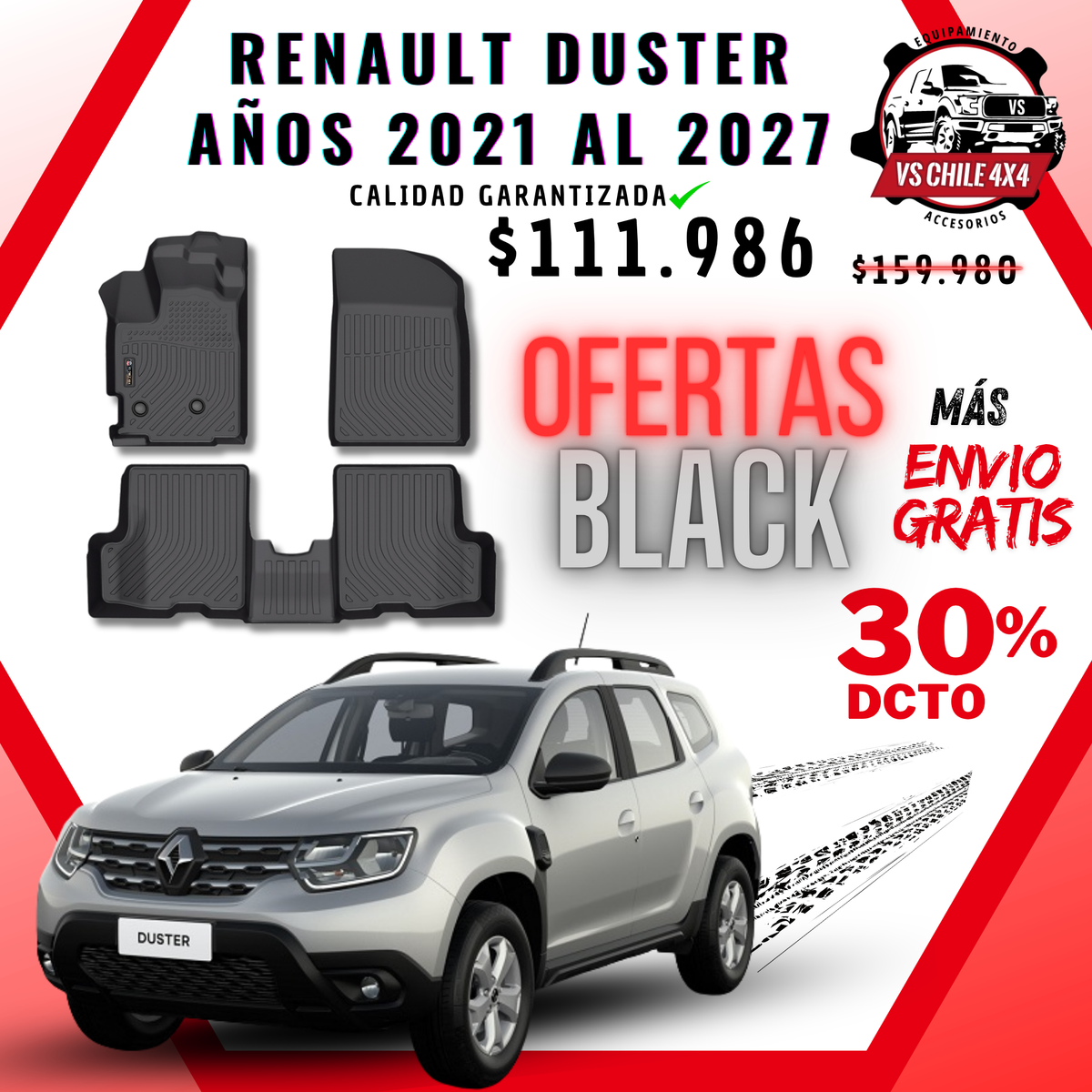 Pisos de Calce Perfecto Renault Duster (2021–2027) — TPE Premium 3D