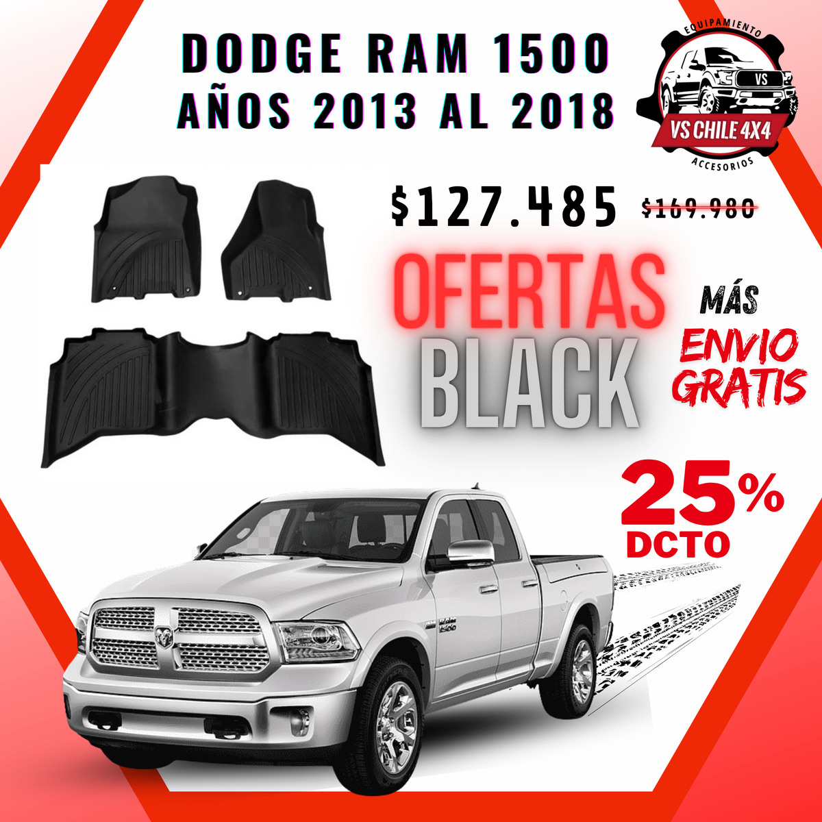 Pisos Calce Perfecto DODGE RAM 1500 (CREW CAB) años 2013 al 2018