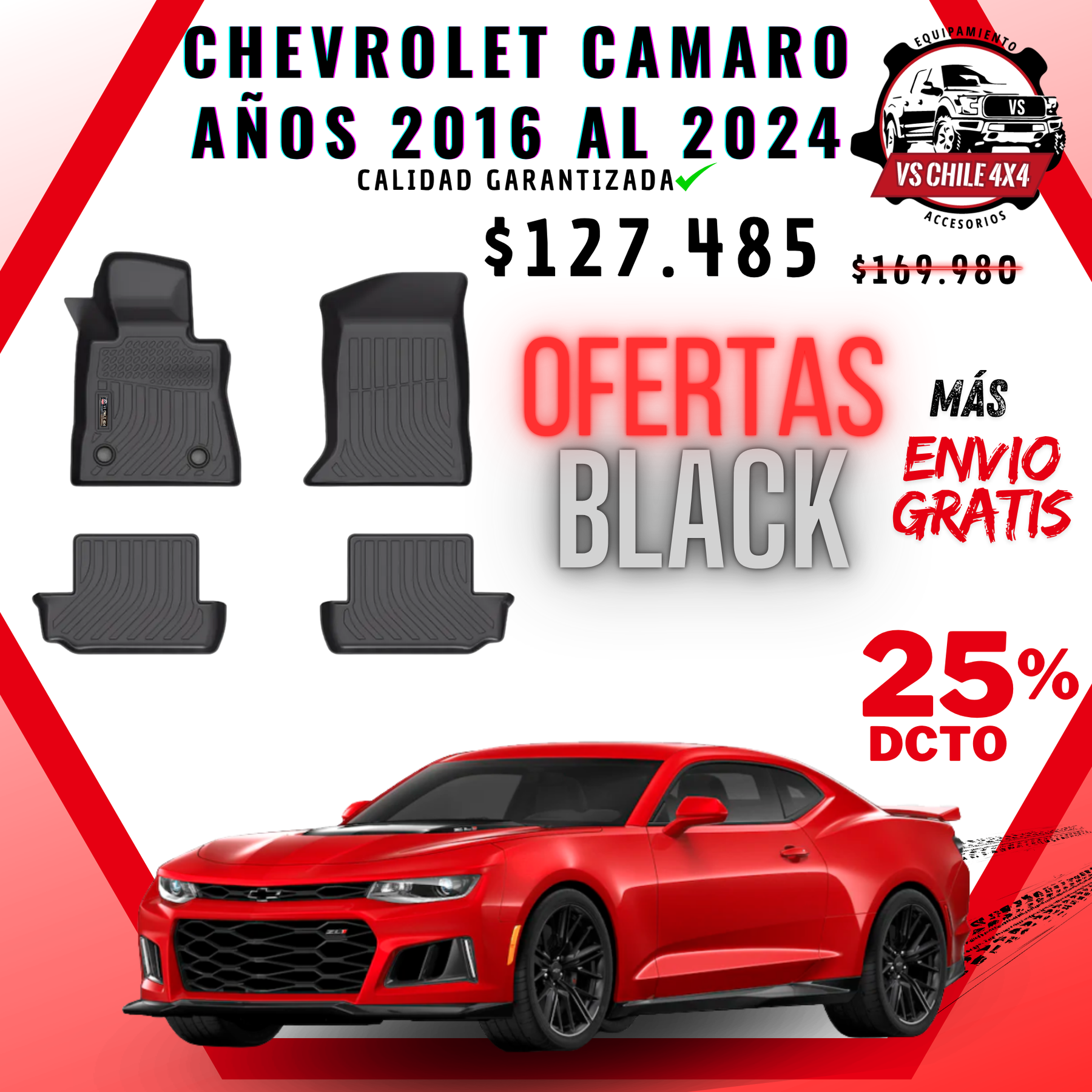 (PREVENTA) Pisos Calce Perfecto Chevrolet Camaro años 2016 al 2024