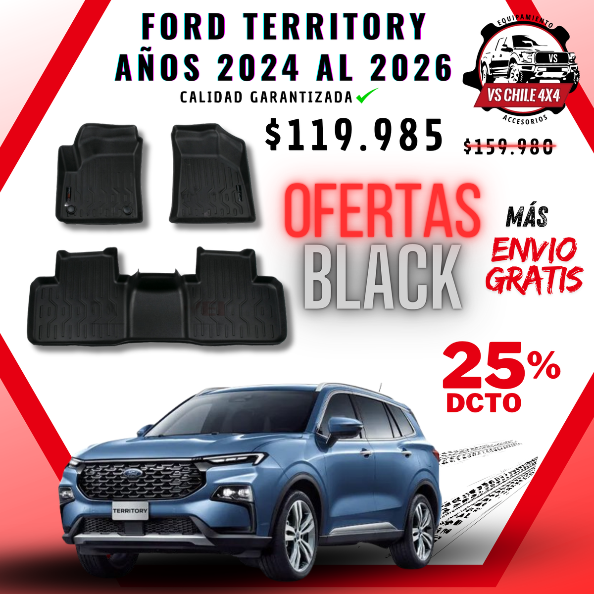 Pisos Calce Perfecto Ford Territory AÑOS 2024 AL 2026