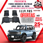 (PREVENTA) Pisos Calce Perfecto Ford Bronco Wildtrak años 2021 al 2026