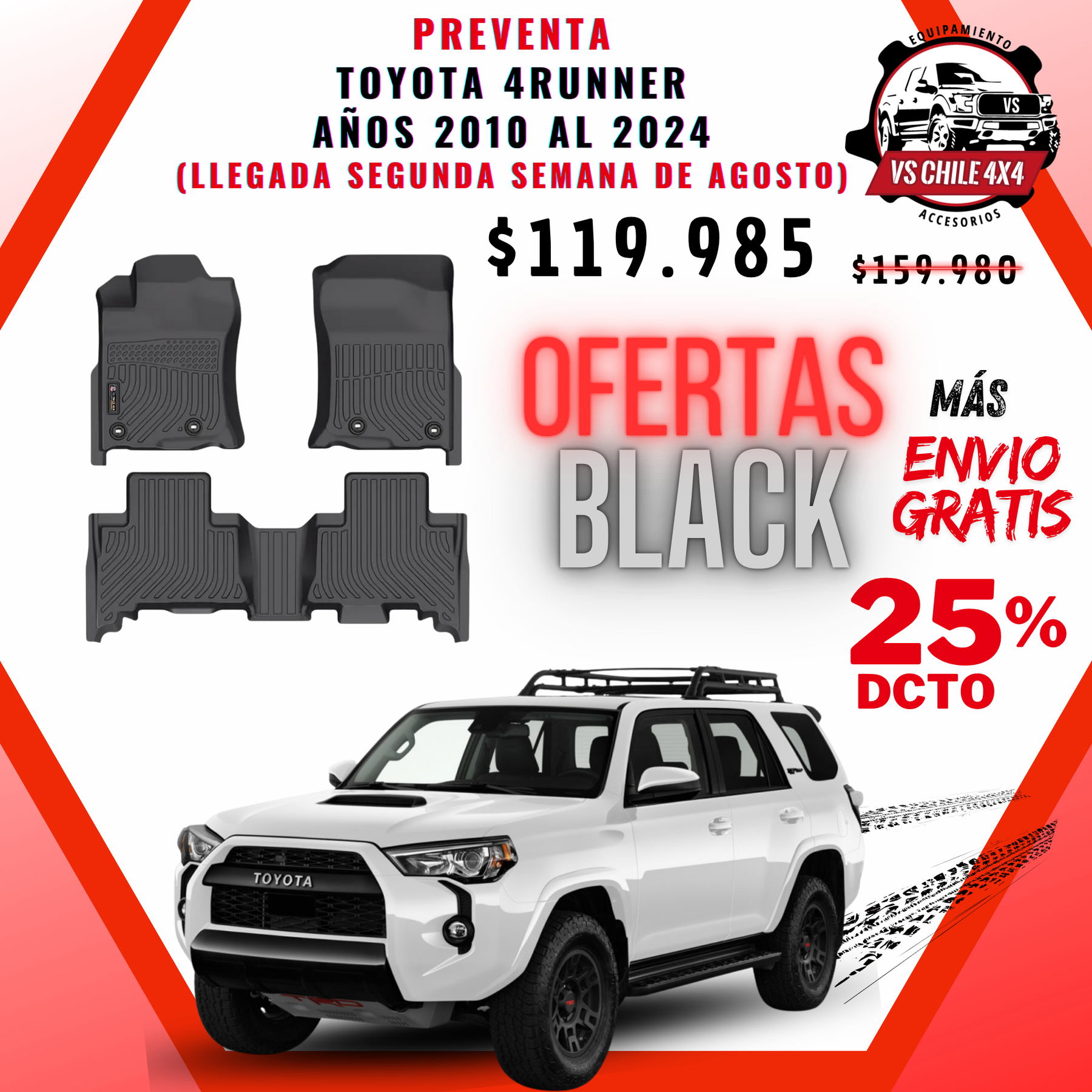 (PREVENTA) Pisos Calce Perfecto Toyota 4Runner 2010 al 2024