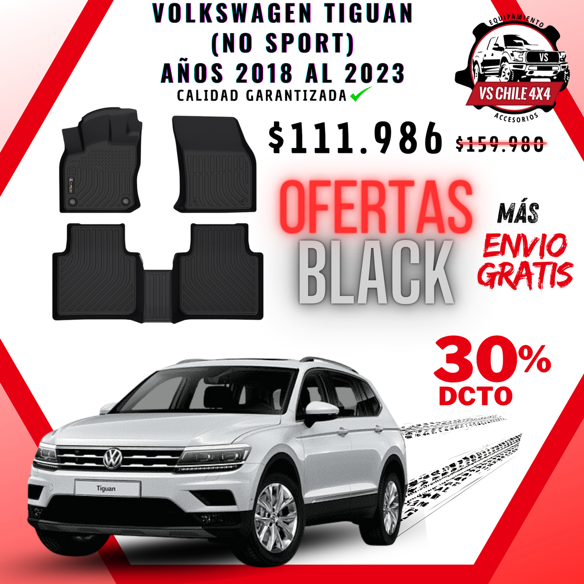 Pisos Calce Perfecto VOLKSWAGEN TIGUAN años 2018 al 2023 (No Sport)