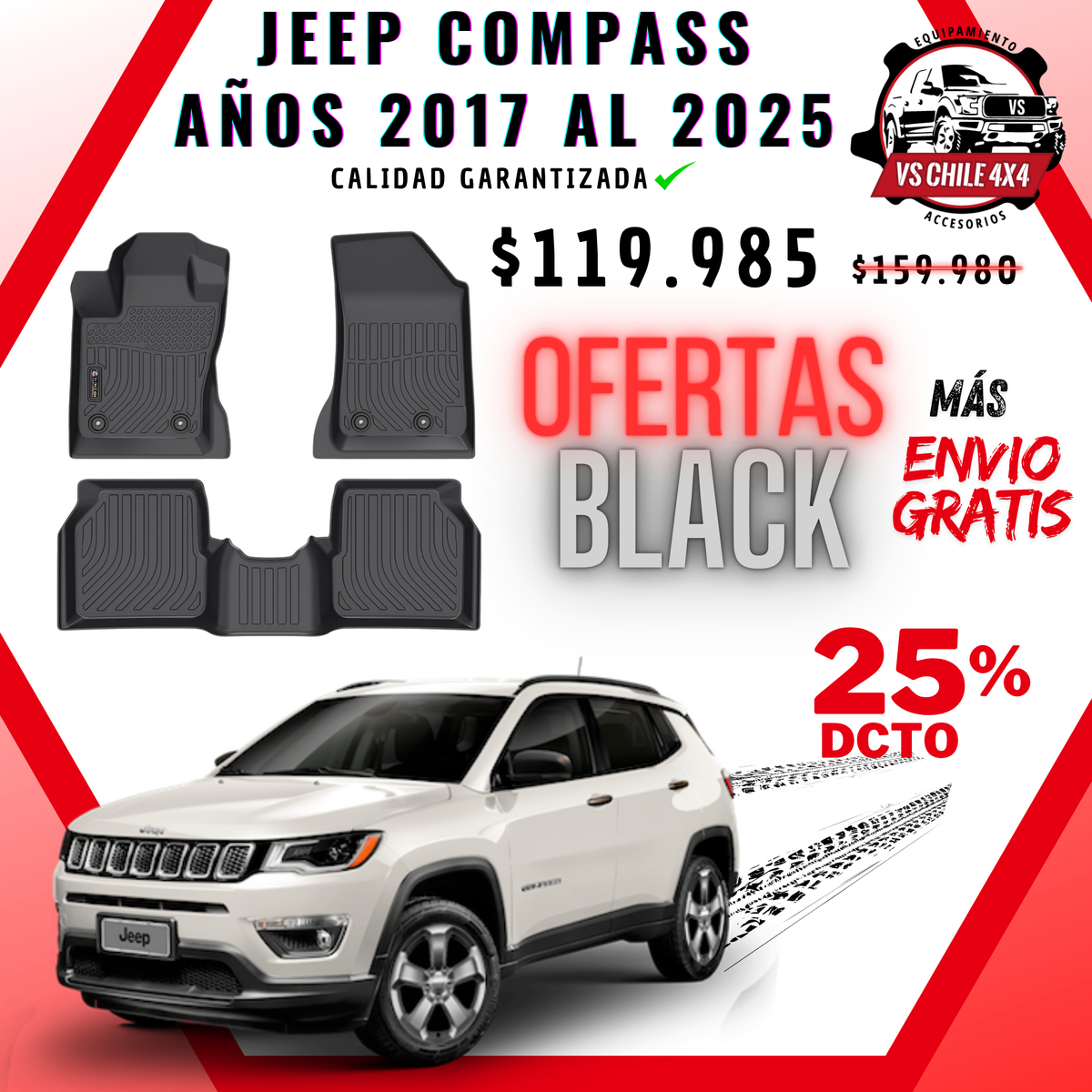 Pisos Calce Perfecto JEEP Compass 2017 al 2025