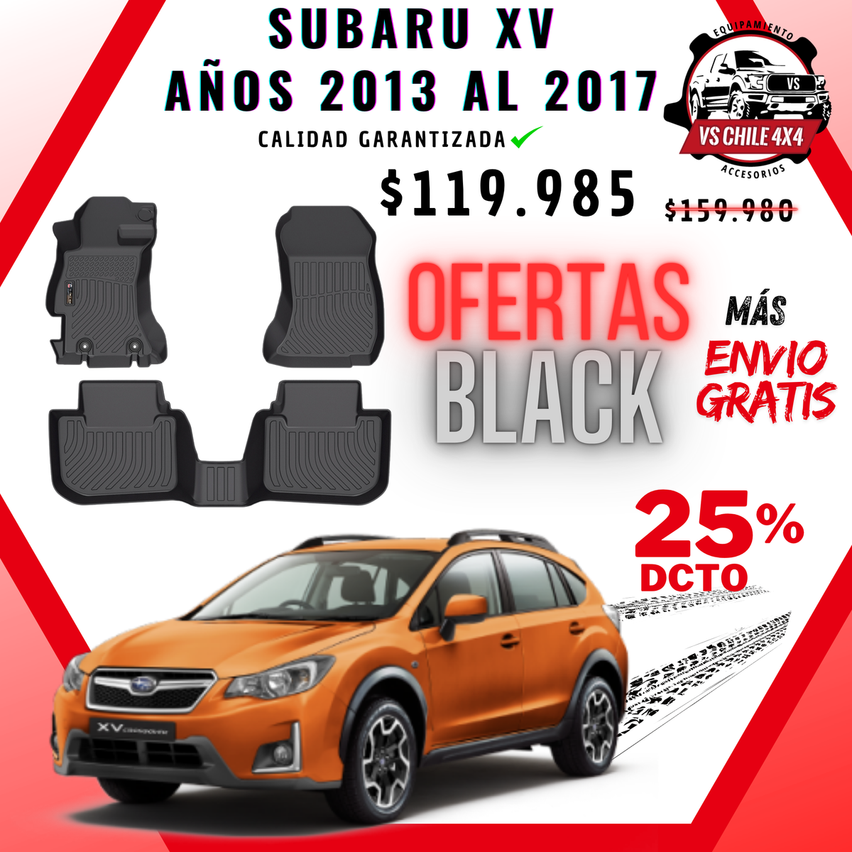 Pisos Calce Perfecto Subaru XV 2013 al 2017