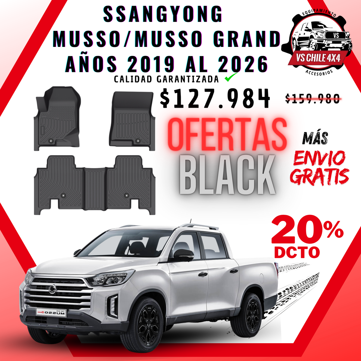 Pisos Calce Perfecto SsangYong Musso / Musso Grand 2019 al 2026
