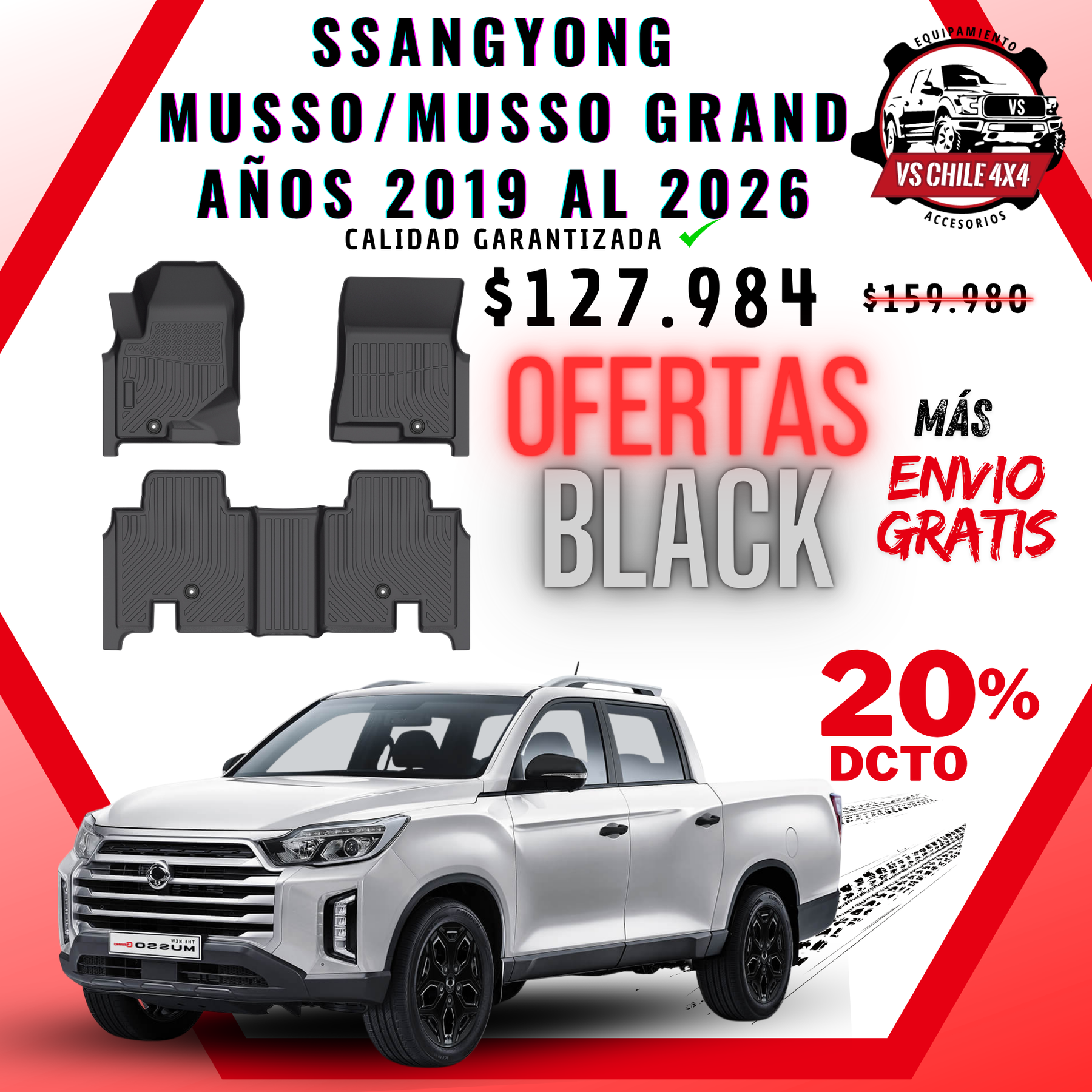 Pisos Calce Perfecto SsangYong Musso / Musso Grand 2019 al 2026