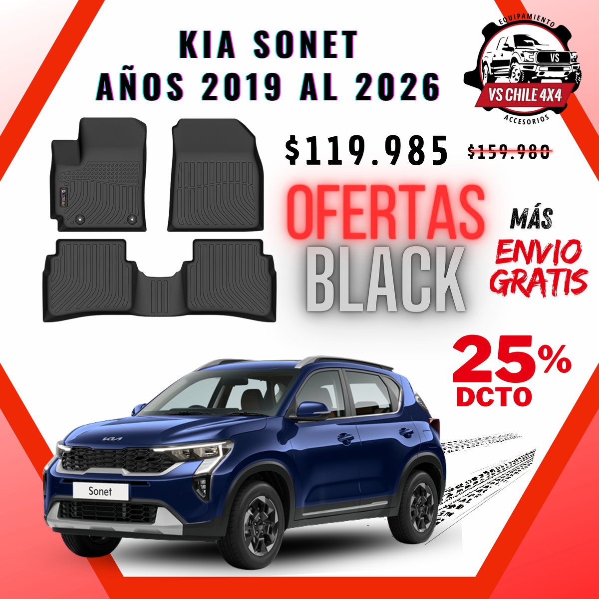 Pisos Calce Perfecto Kia Sonet (2019 - 2026)