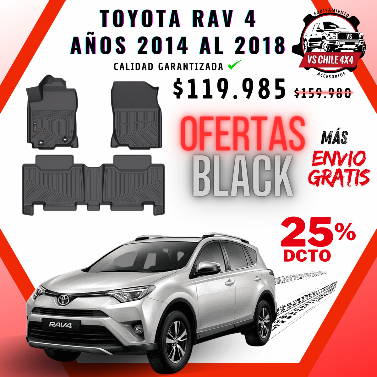Pisos Calce Perfecto Toyota RAV4 RAV 4 años 2014 al 2018