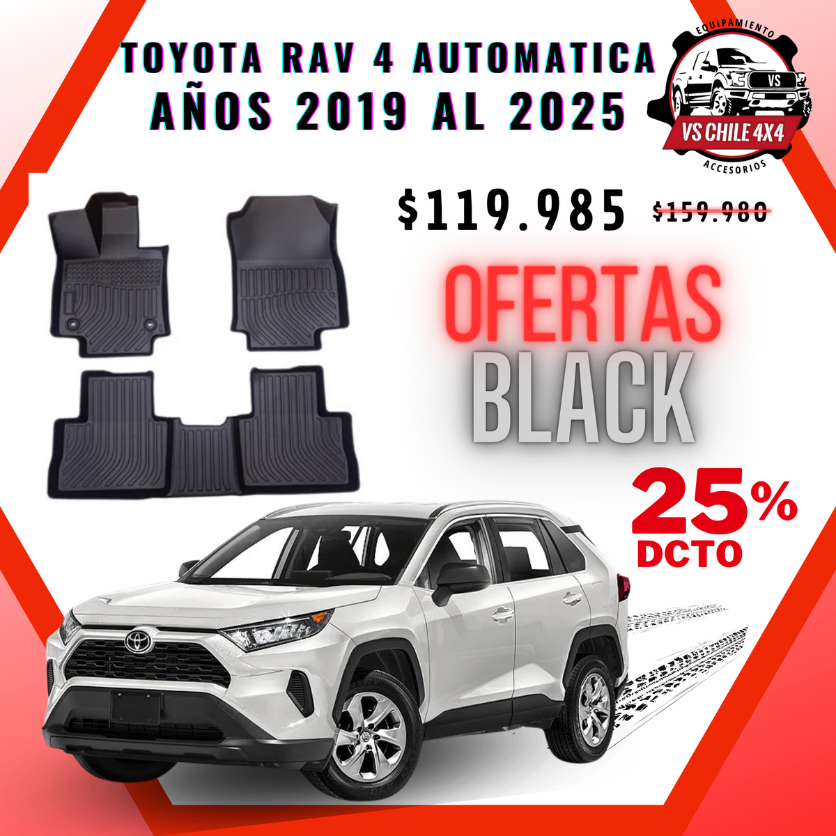 Pisos Calce Perfecto TOYOTA RAV 4 Automática años 2019 al 2025