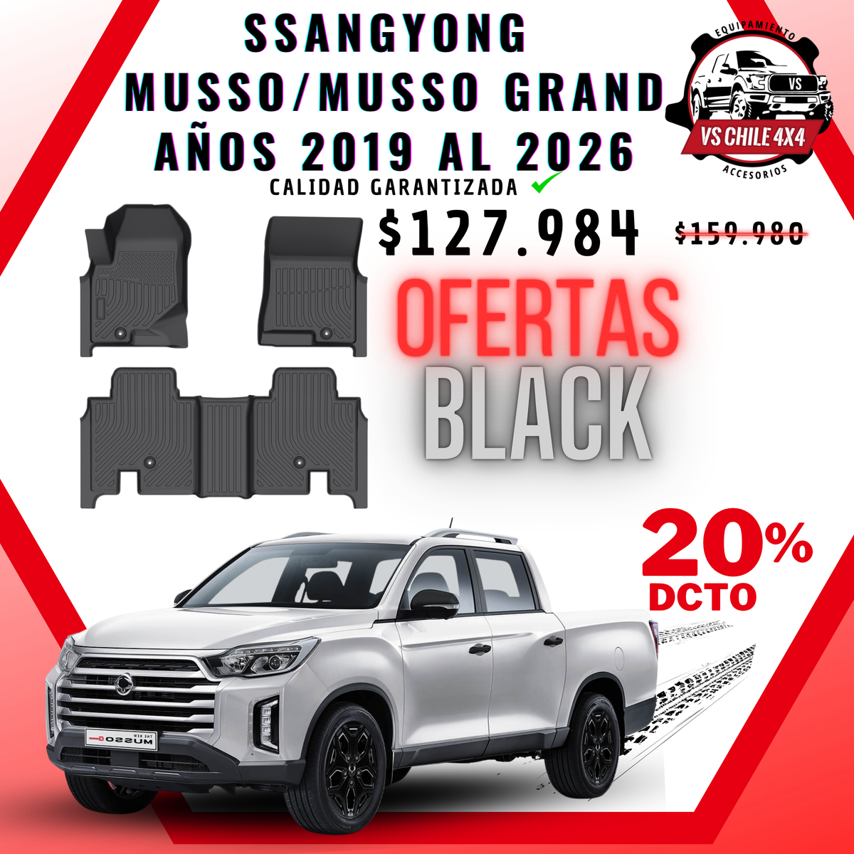 Pisos Calce Perfecto SsangYong Musso / Musso Grand 2019 al 2026