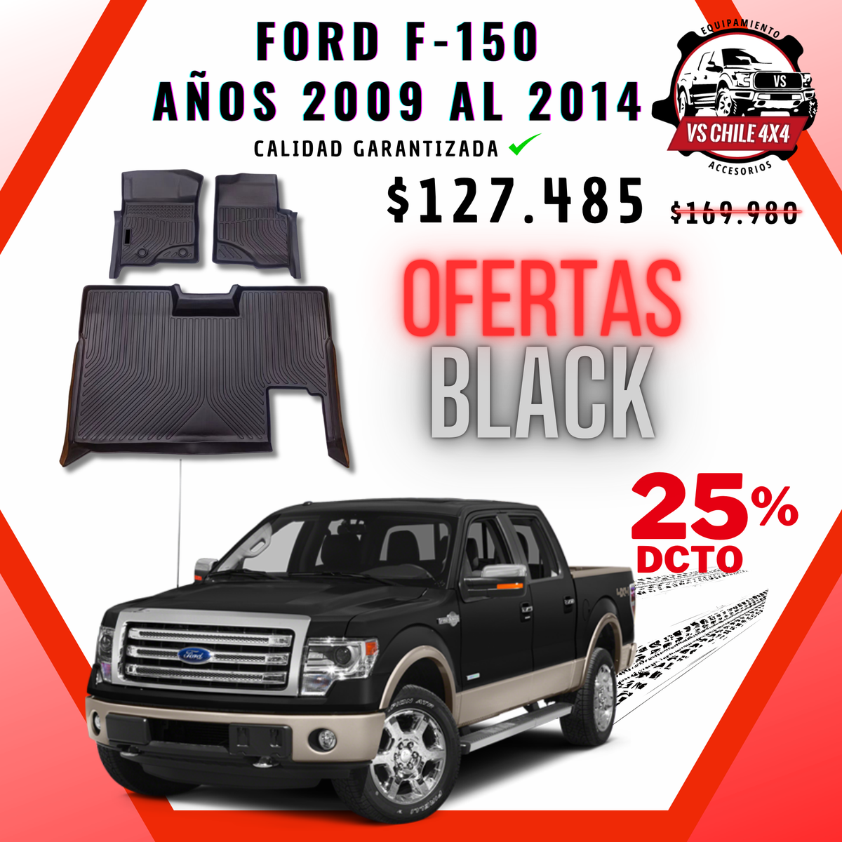 Pisos Calce Perfecto Ford F150 Doble Cabina (2009 - 2014)