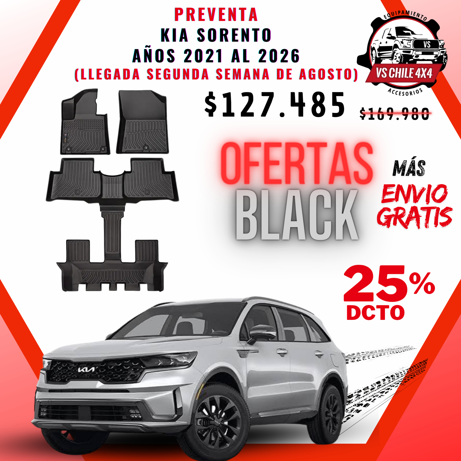 (PREVENTA) Pisos Calce Perfecto KIA Sorento 2021 al 2026
