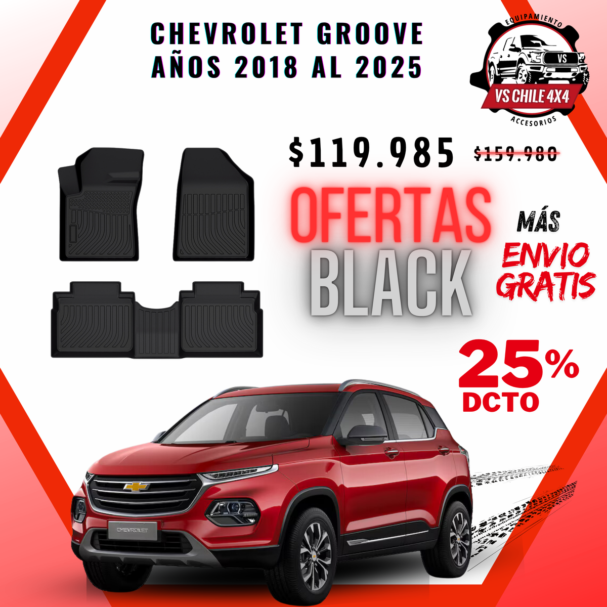 Pisos Calce Perfecto Chevrolet Groove años 2017 al 2025