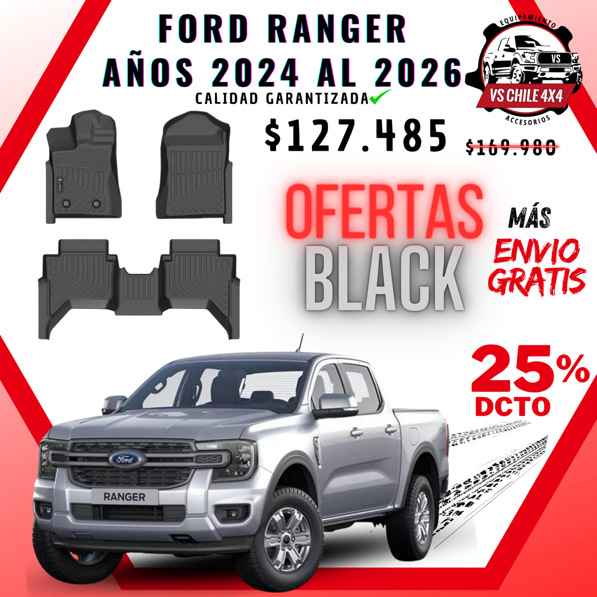 Pisos Calce Perfecto Ford Ranger T9 (2024 - 2026)