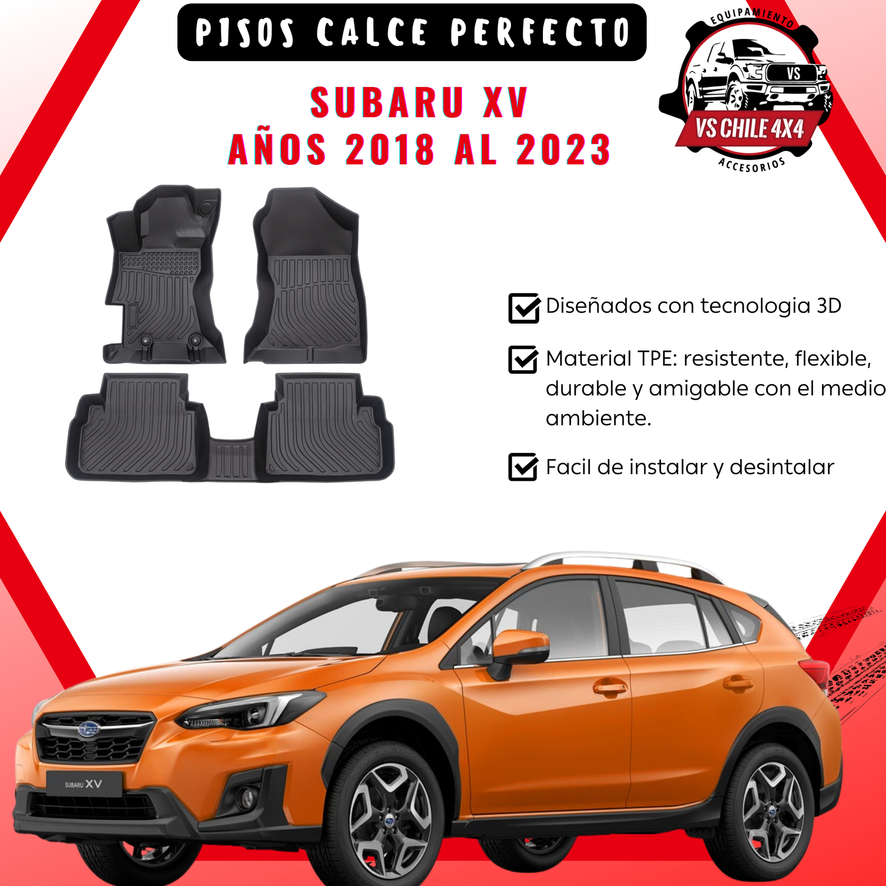 Pisos Calce Perfecto Subaru XV años 2018 al 2023