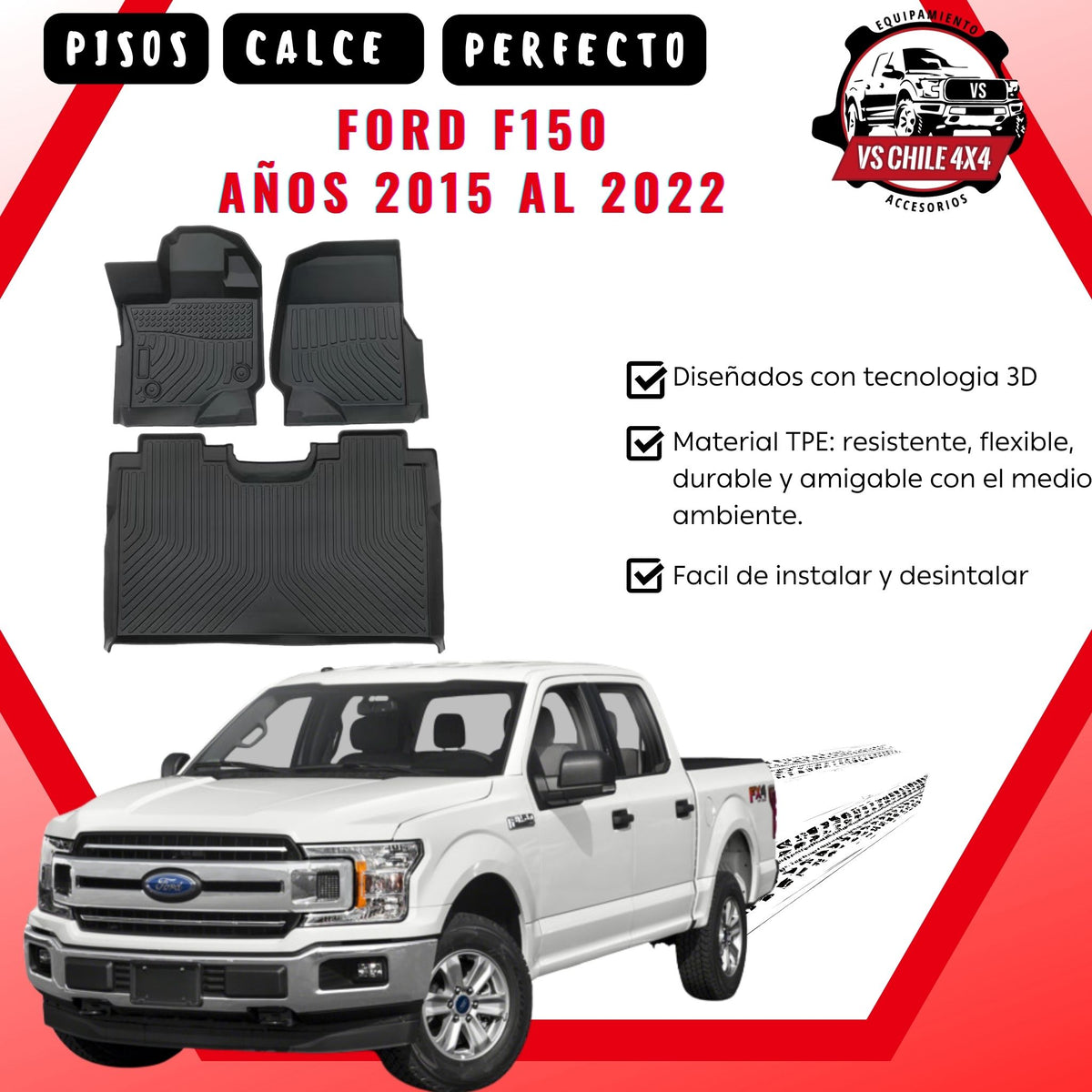 (PREVENTA) Pisos Calce Perfecto Ford F150 F 150 años 2015-2022