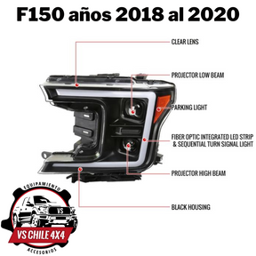 Ópticos  F150 años 2018 al 2020 con barra secuencial LED XLT / LARIAT SPORT