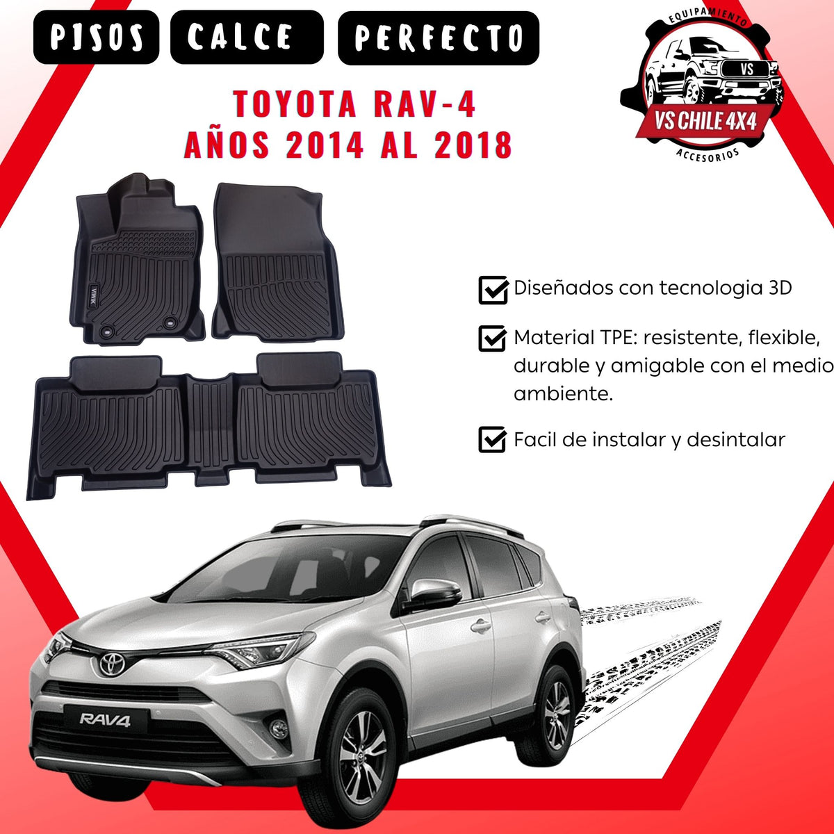 Pisos Calce Perfecto Toyota RAV 4 años 2014 al 2018