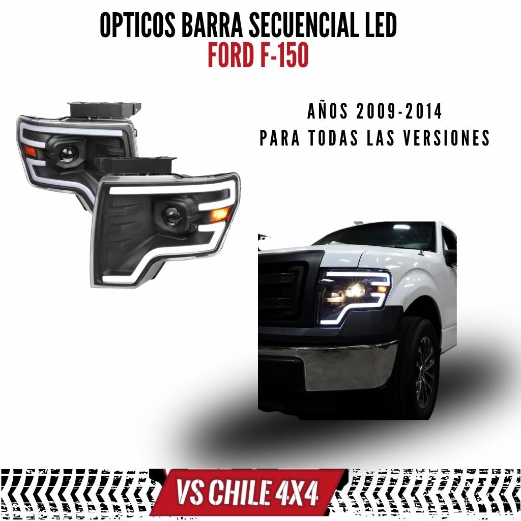 Ópticos  F150 años 2009 al 2014 con barra secuencial LED